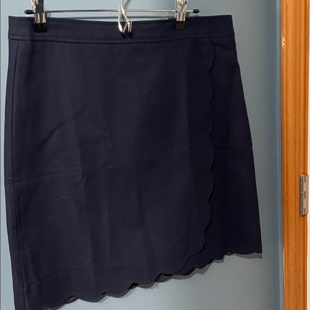 J. Crew Dark Blue Scalloped Mini Skirt